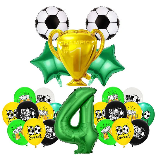 Fußball Fußball Geburtstag Dekorationen Aluminium Film Ballon Geschirr Teller Tasse Servietten Tischdecke Baby Dusche Party Supplies.