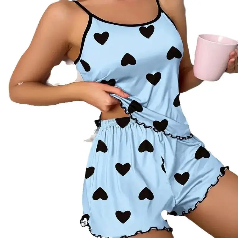 1 Satz Sommer-Damen-Pyjamas, zweiteilig, sexy, lässig, Leibchen, Unterhemd, Shorts, Homewear-Anzug