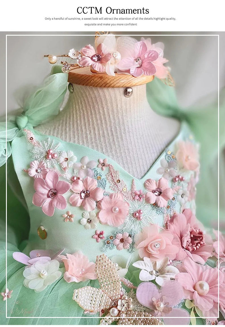 Luxuriöses und elegantes Schmetterlingsmädchen-Prinzessinnenkleid für 0–6 Jahre, formelle Jubiläumsfeier, flauschiges Kleid, Modellkunst, Aufführung