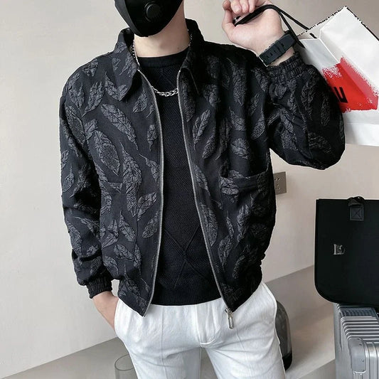 Man Coat Spring Autumn Black Jacket for Men Printed Zip V Clothing Fashion 2024 High Quality Cold Stylish Casual Luxury Designer.
