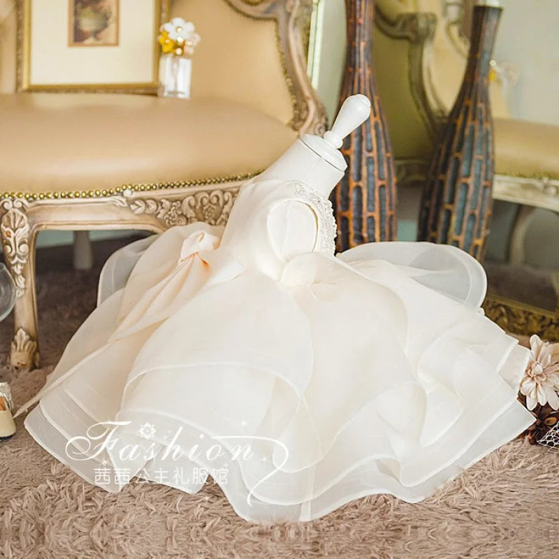 Blumenmädchenkleid Hochzeitskleid 2024Neues Modenschau-Performance-Kleid zum ersten Geburtstag für Kinder Prinzessinnenkleid für Mädchen Flauschig