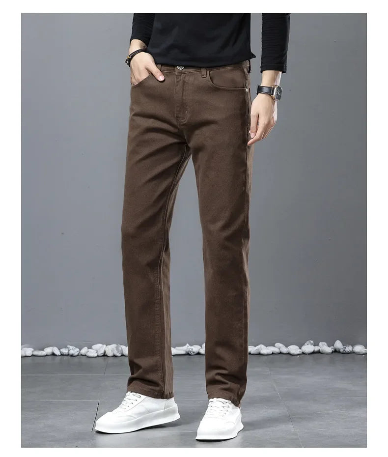 2024 herbst/Winter Neue männer Jeans Business Lose-Fit Gerade Bein Hohe Taille Baumwolle Casual Trendy hosen