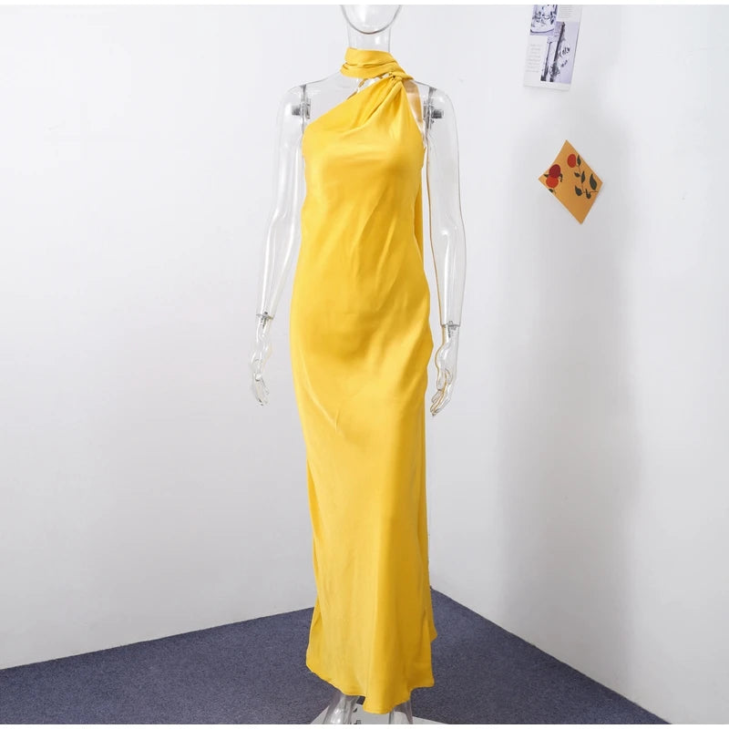 Elegante Feste Band Frauen Halfter Kleid Off Schulter Ärmellose Backless Dünne Weibliche Maxi Kleider 2025, Sommer Neue Chic Dame Robe