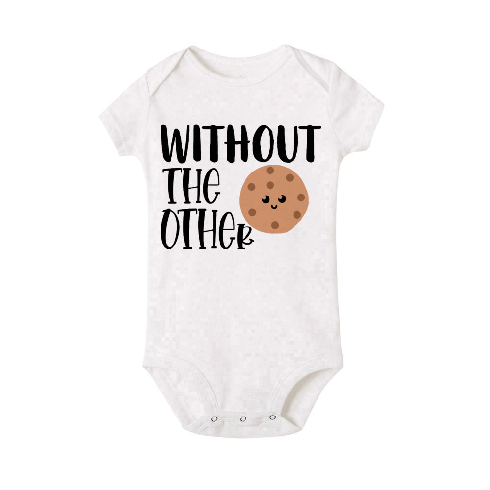 Zwillings-Body kann niemandem ohne den anderen Baby-Strampler haben. Lustiger Milch- und Keks-Zwillings-Bodysuit. Niedlicher Baby-Overall für beste Freunde