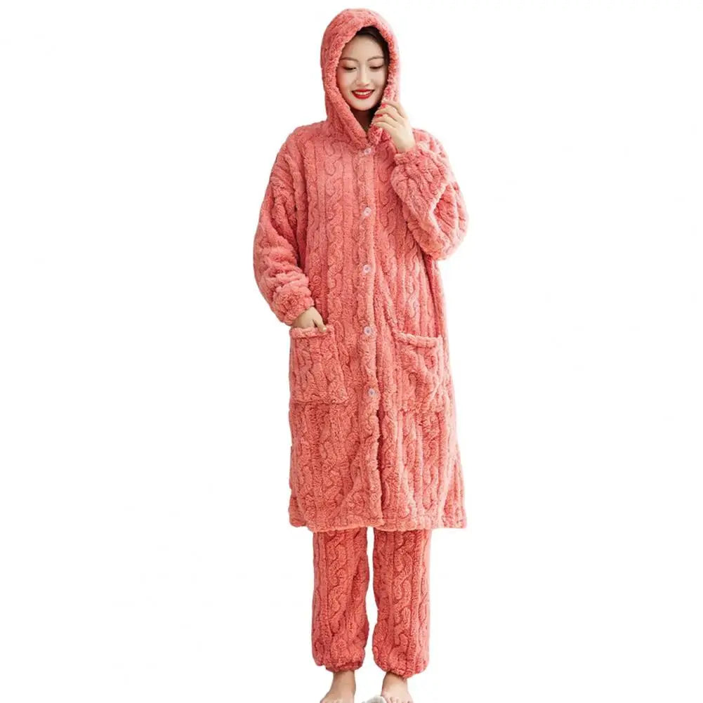 Korallen Samt Frauen Pyjama Set Verdicken Samt Rippen Fleece Set Pullover Hosen Frauen Pyjama Sets 2024, Homewear Frauen Nachtwäsche.