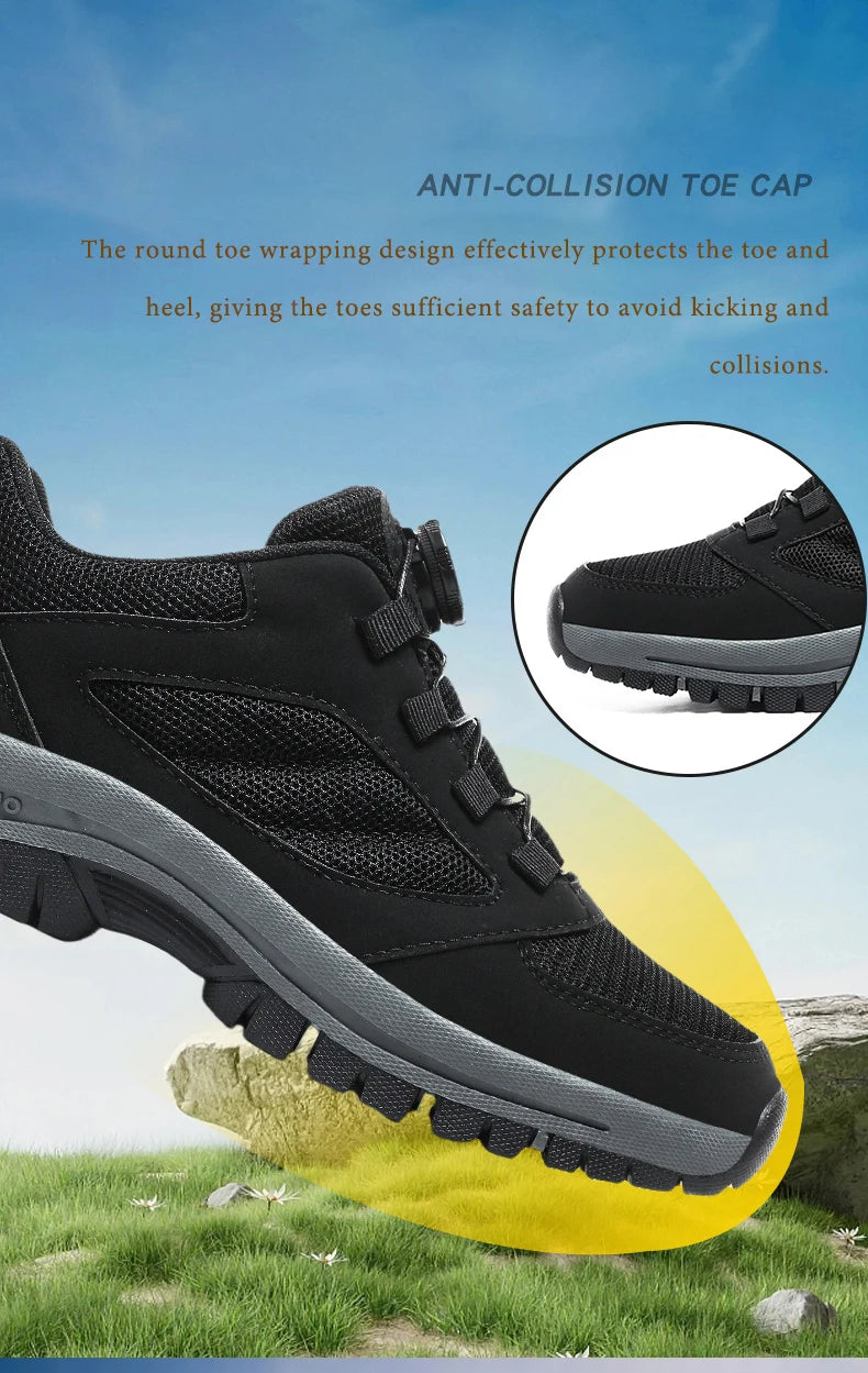 Männer Turnschuhe Stilvolle Rotierenden Schnalle Wanderschuhe Einfarbig Komfortable Nicht-slip Sportliche Schuhe Plus Größe Männer Schuhe Leder