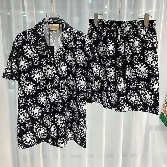 Summer Retro Men Shirt Set3Dprinted Beach Short Sleeved Shirt Shorts Casual Travel Mens Hawaiian 2 Piece Suit Comfortable Casual.