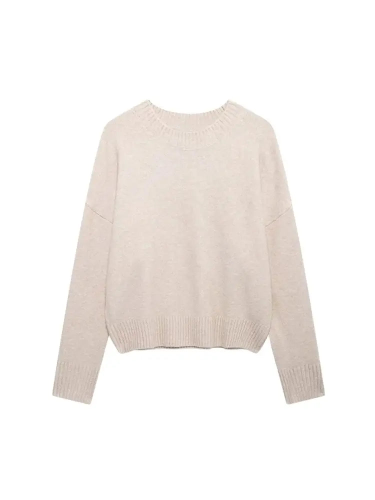 TRZA-Damen Soft Touch Übergroßer Strickpullover, O-Ausschnitt, lange Ärmel, weibliche Pullover, schicke Tops, Mode