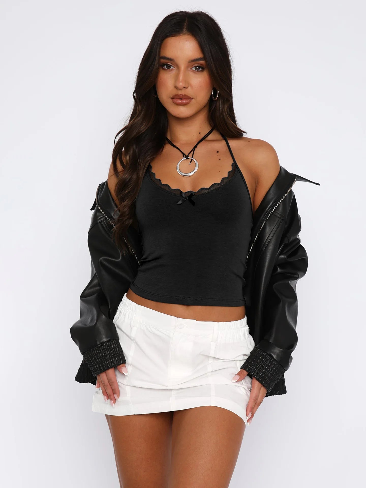 Neue Hals hängende Weste Damen Y2K Sexy Crop Top mit freiliegendem Nabel BM Strapsbasis und ärmelloses Slim Fit Top Tank Top