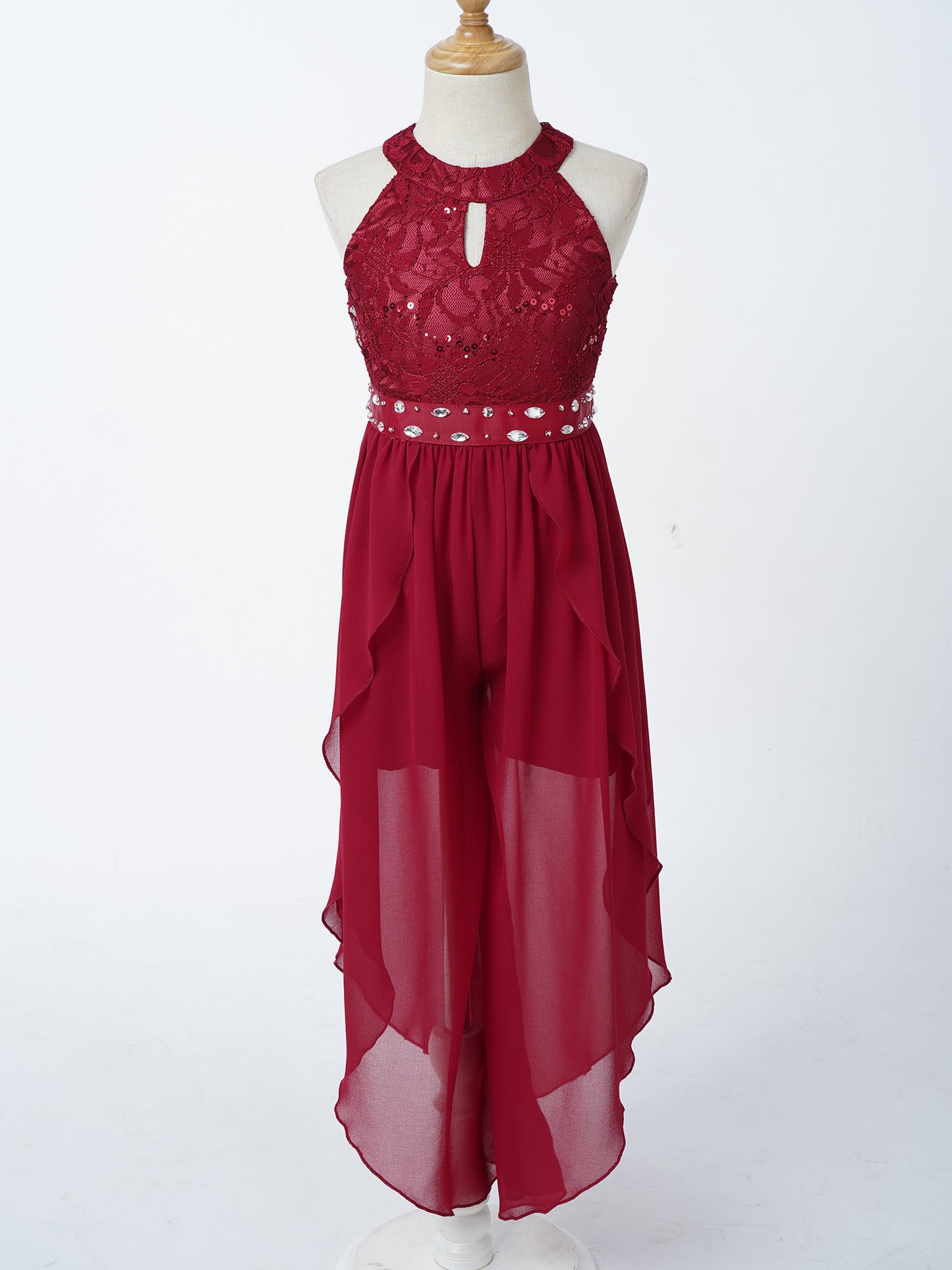 Sommer Mädchen Ärmellosen Chiffon Maxi Kleid Shiny Perlen Spitze Gebaut-in Shorts Party Kleid für Hochzeit Geburtstag Dance Leistung