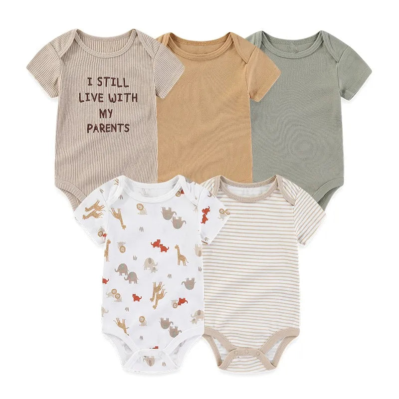 5 Teile/los Vier Jahreszeiten Mode Cartoon Kurzarm Baby Junge Mädchen Bodys Weiche Neugeborenen Onesies Kleidung
