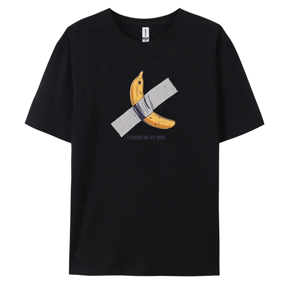 Banana Men's Casual Short-sleeved T-shirt with 100% Cotton Fashion print Tees oversize