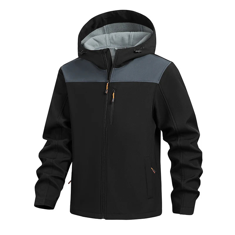 Jacket Coat Winter Soft Case Male Outdoor Sports Hooded Coat Multi-pocket Inside Fleece Casual Waterproof Windproof Sport Jacket