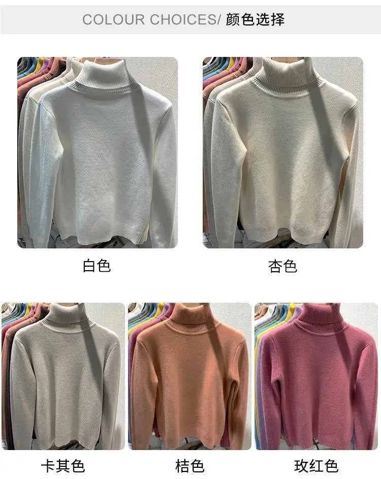 2025 neue Verdicken Hohe Kragen Pullover frauen Pullover Top Winter Warme und Weiche Einfarbig Inneren Tragen Bodenbildung Shirt