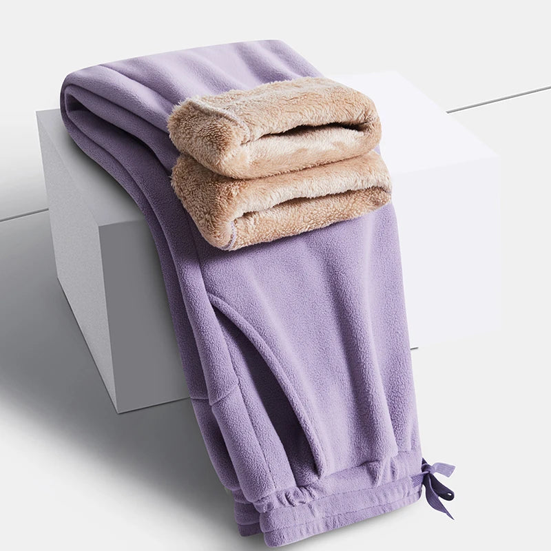 YJKVUR Unisex 2025 Winter New Oversize Pants Men Women Warm Fleece Liner Drawstring Trousers Casual Comfortable Gym Sweatpants.