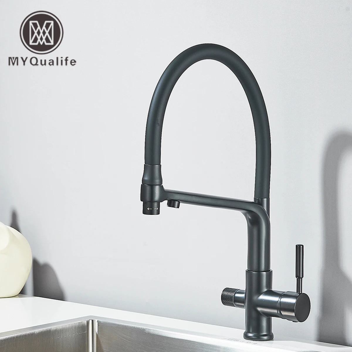 Filter Kitchen Faucet Stream/Shower Mode Water Outlet 360 Rotate Deck Mount Tap Drinking Water Flexible Sprayer Crane