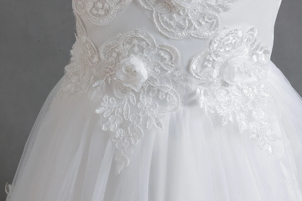 Herbst neue Kinder kleid Prinzessin Kleid Hochzeit Brautjungfer Hochzeits kleid flauschiges Kleid Spitze Trail bestickte Kinder kleidung