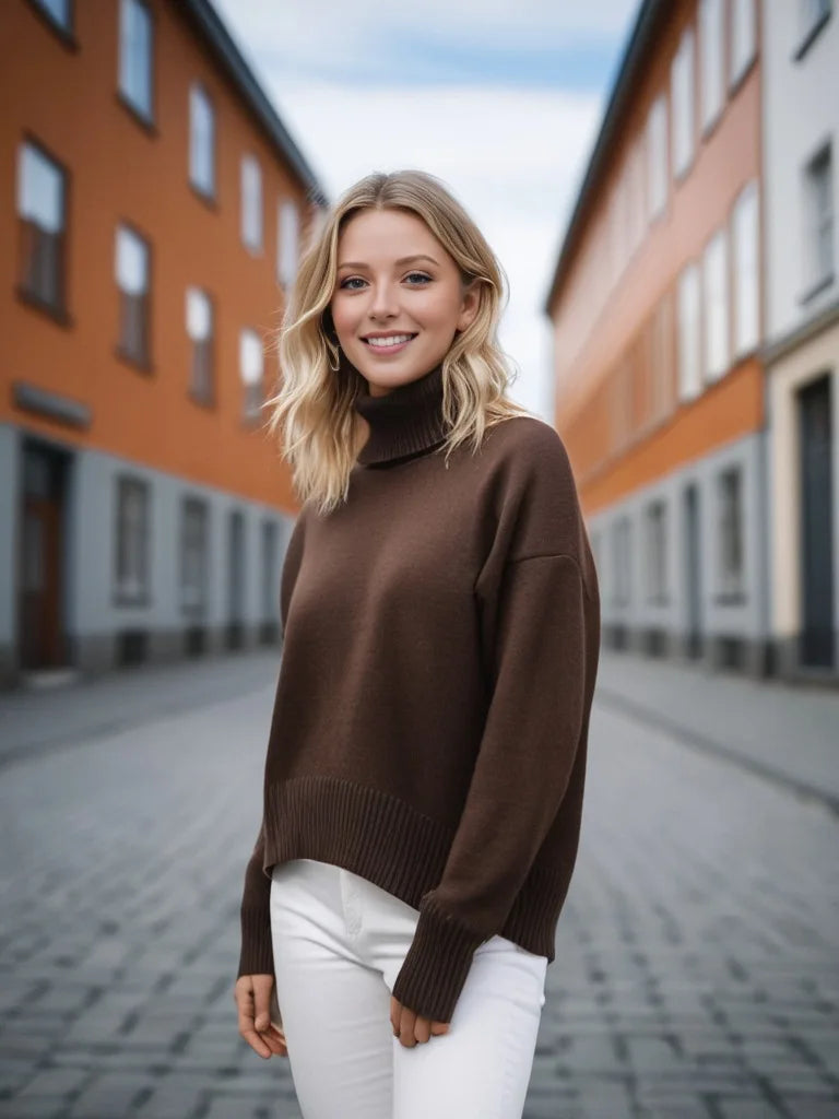 Herbst Und Winter Verdickte Rollkragenpullover frauen Lose Faul Gestrickte Pullover Silhouette Casual Pullover
