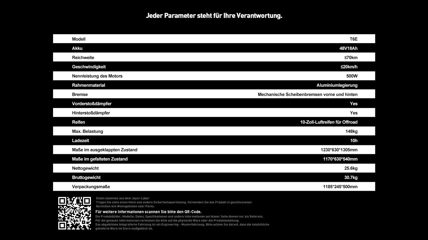 JOYOR T6E(ABE) Electric Scooter 500W Motor 48V18AH Battery Escooter 20 km/h Max Speed≤ 70 Range 10 "Tire Foldable E-Scooter .