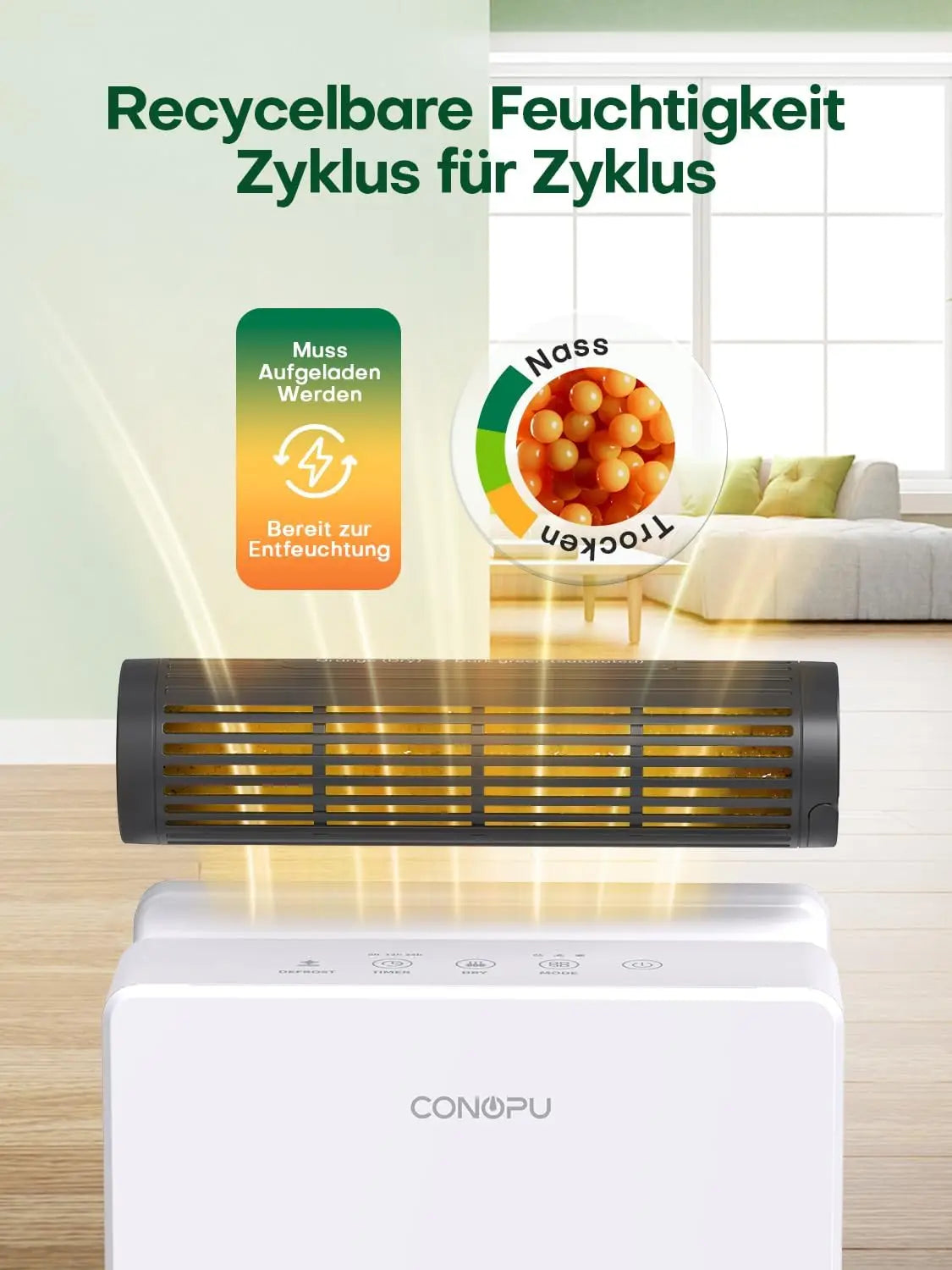 Dehumidifier 2000 ml for Bedroom, Double Hold Design, Drying Mode, Sleep Mode 30 dB, Intelligent Auto Defrost Function 24h Timer