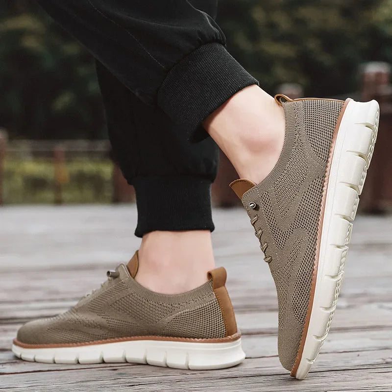 Herren-Freizeitschuhe, klassische, atmungsaktive Brogue-Flats, dämpfende Farbblock-Design-Kleiderschuhe, vielseitige Turnschuhe, leicht