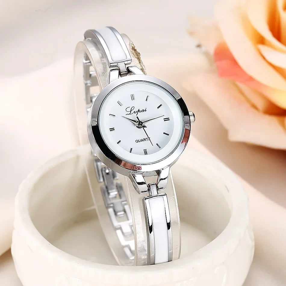 Women Luxury Rose Gold Silver Bracelet Wristwatch Ladies Alloy Simple Casual Quartz Watch Clock Watch for Women Watches Ladies.