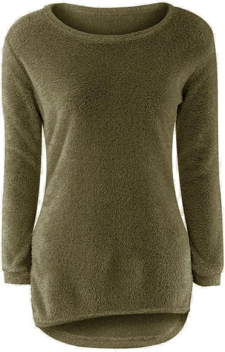 Frauen warmen Pullover einfarbig o Hals lose Baumwolle gestrickt Pullover langen Pullover lässig übergroße Bluse Damen Hipster Kleidung