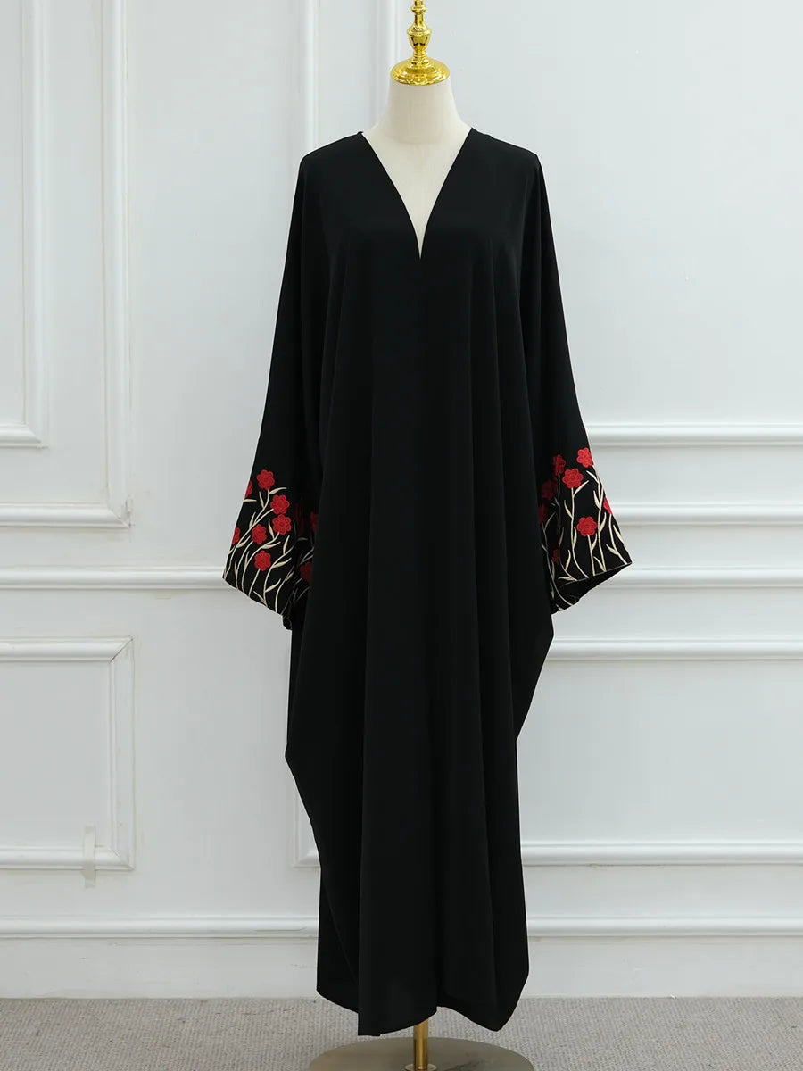 Muslim Women Dubai Abaya luxury embroidery Floral Long Dress Kaftan Flower Ramadan Robe Femme Islam African Dresses Kebaya.