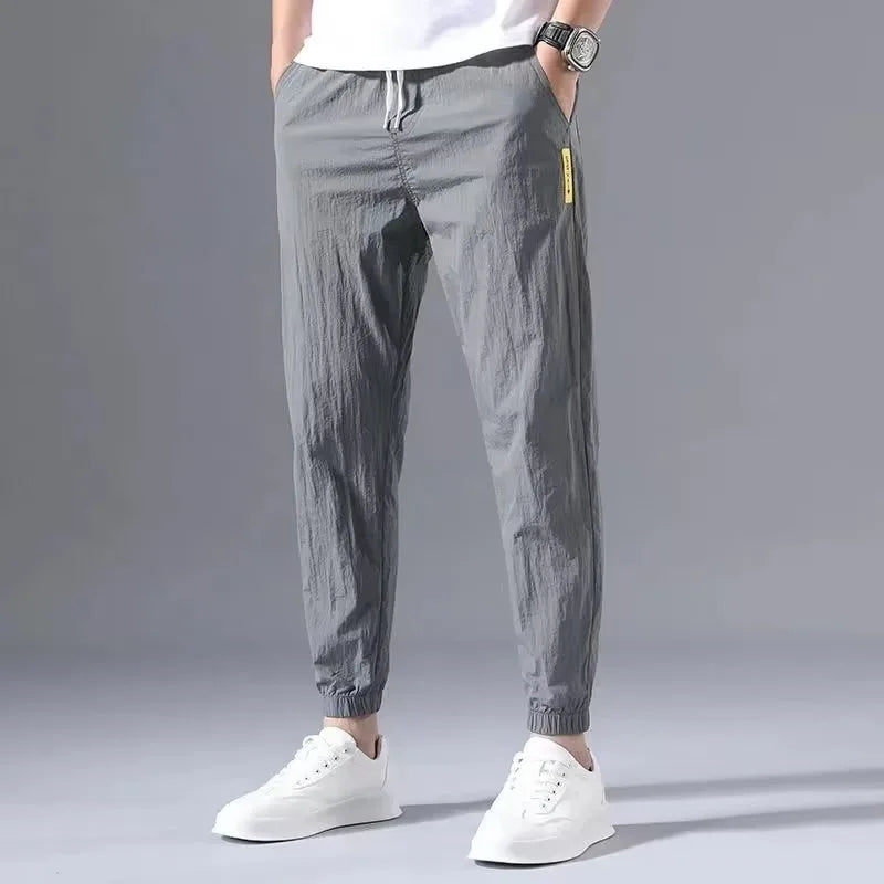 Sommer neue Mode Trend lose große dünne Eis Seide atmungsaktive koreanische Sport lässig neun Punkt Hosen 90er Jahre Vintage-Kleidung