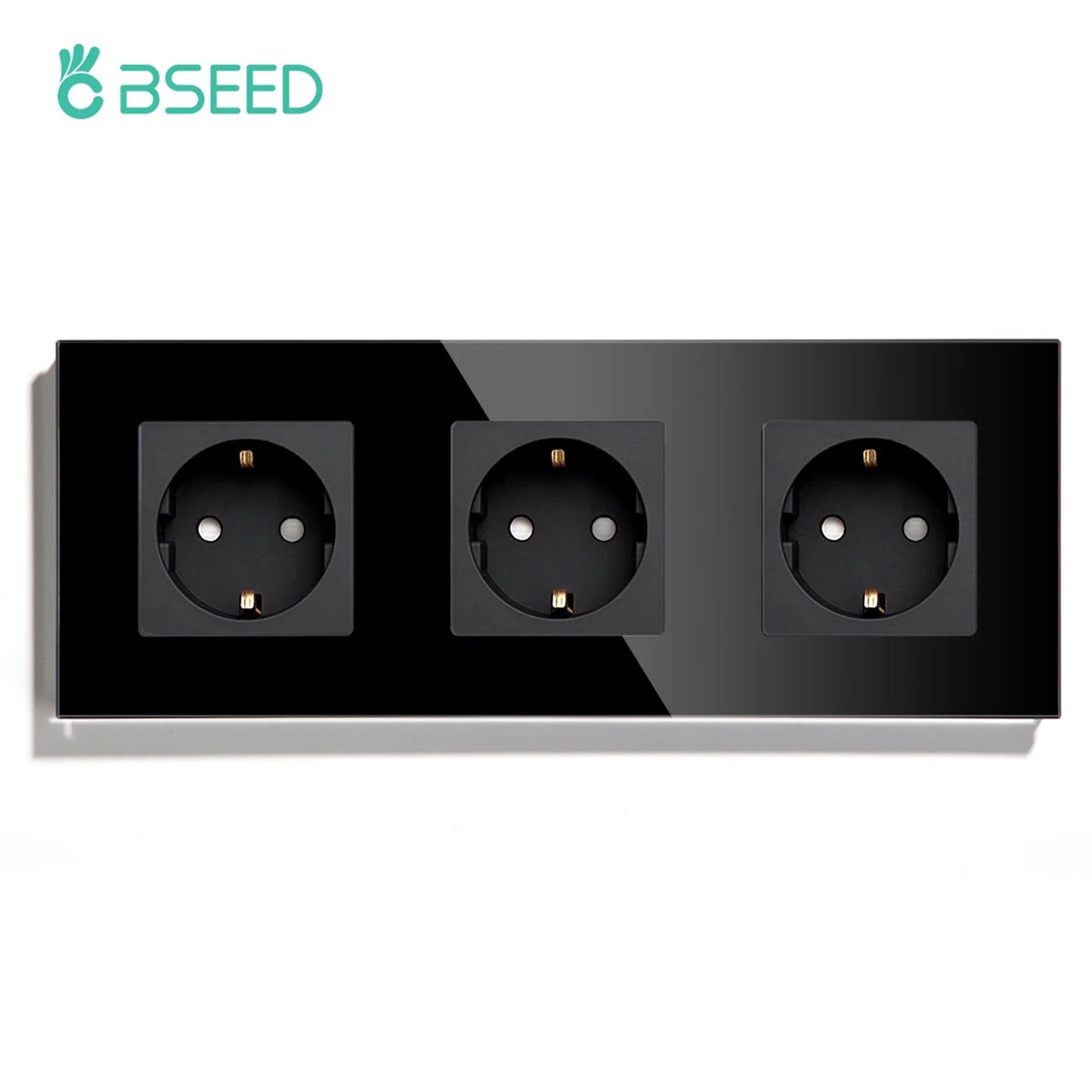 BSEED Einzel-EU-Glassteckdose mit USB-Wandsteckdosen, doppelte Steckdosen, dreifache Steckdosen, USB-Typ-C-Anschlüsse, Schwarz, 16 A