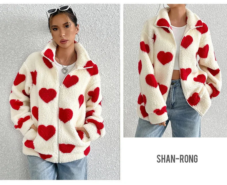 Damen-Fleece-Winterjacke aus warmem Plüsch mit Reißverschluss, lässige Damenbekleidung, Fleecemantel, Winterkleidung für Damen-Oberbekleidung