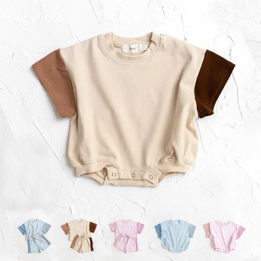 2024 sommer Neugeborenen Baby Jungen Mädchen Übergroßen Strampler Unisex Strampler Für Babys Solide Baumwolle Kurzarm Body Overalls.