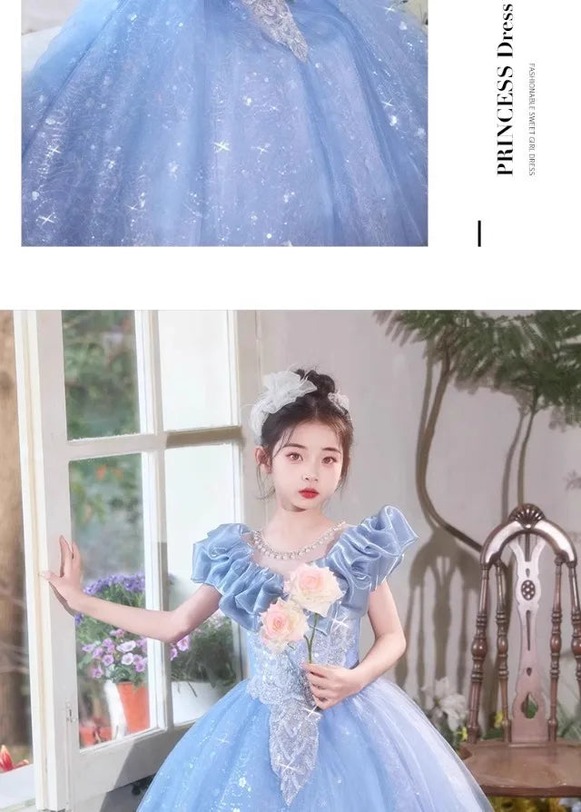 Elegangt Mädchen Abendkleid Luxus Prinzessin Kleid Geburtstag Party Pageant Outfit Kinder Klavier Rezitieren Leistung Formelle Kleidung