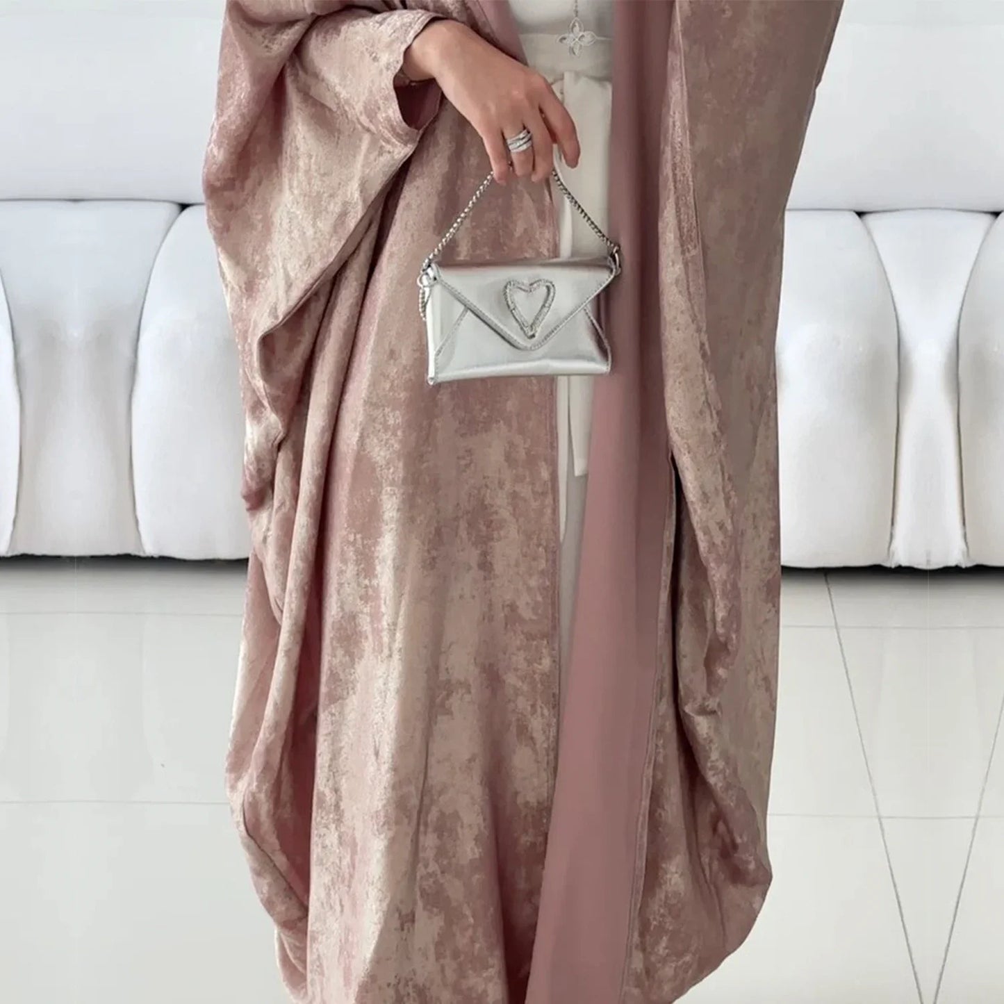 Mode Elegante Dubai Türkische Abaya Kleid Frauen Muslimische Frauen Muslimischen Kimino Kleid Abayas Vorne Offen Strickjacke