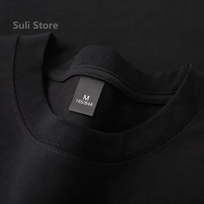 600g Heavy-duty Cotton Short Sleeved T-shirt for Men's Fashion Pure Cotton Thickened Short Sleeved Half Sleeved Tee