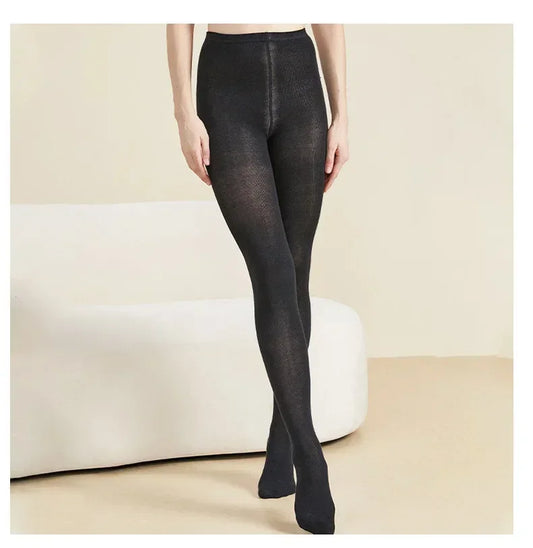 Women's Autumn and Winter Mulberry Silk Blend Tights Slim High Waist Skinny Anti-Hook Thick Warm Leggings Tights Stockings.