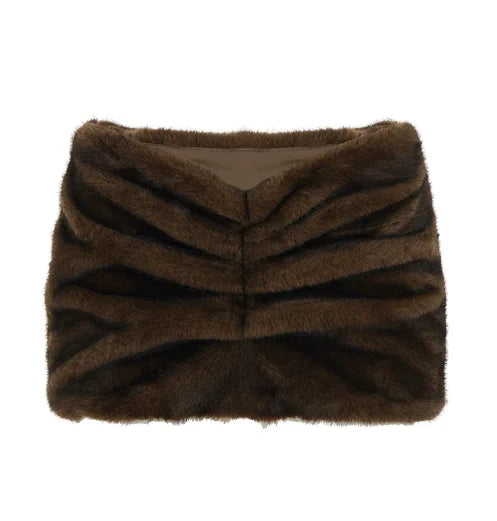 Faux Fur Bodycon Mini Skirts 2025 Fall Winter Women Fashion Sexy Low Waist Hipster Furry Night Clubwear Bottoms Streetwear Skirt