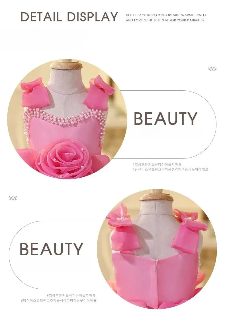 2025 Prinzessinnenkleid zum ersten Geburtstag für Mädchen, neue Hochzeit, Blumenmädchen, Klavieraufführung, Host-Kleid, Party-Kleidung, Outfits, passendes Bankett