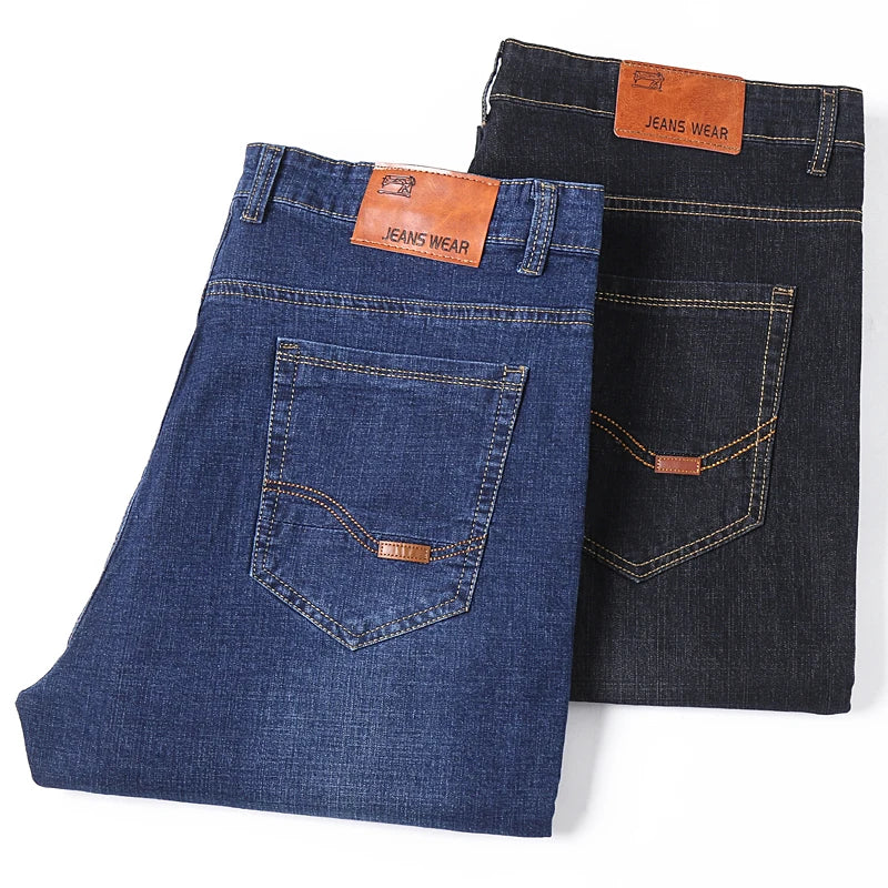 Herren-Jeanshose, große Größe 50, hochelastischer Denim-Stoff, große Hose für 45–150 kg, Jeans, Hombre, weites Bein, Pantalon Homme