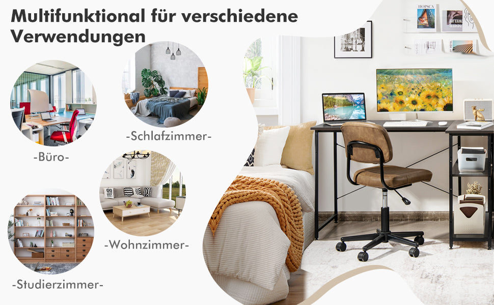 Schreibtisch L-Form, Computertisch mit Regal rechts oder Links, Eckschreibtisch mit Ablagefächern, Ecktisch Bürotisch für