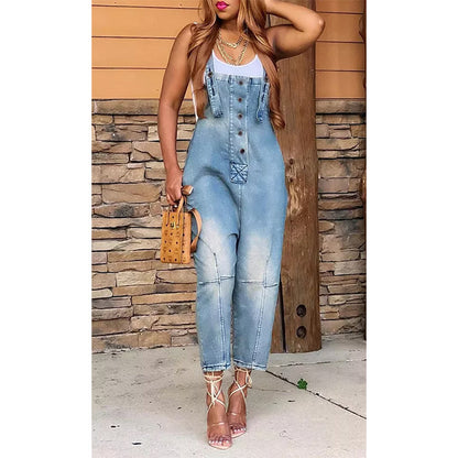 Women'S Clothing Fashion Casual Siamese Suspender Jeans Women.