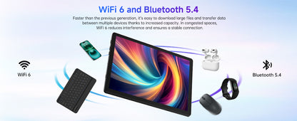 Android 15 Tablet 10 Inch OS GMS Certified Tablets 1.8 GHz 5-Core 20GB RAM 64 GB ROM 1TB Expand WiFi 6 Bluetooth 5.4 Dual Camera.