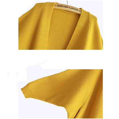 2023 Long Cardigan Women Sweater Autumn Winter Bat Sleeve Knitted Sweater Femme Jacket Loose Ladies Sweaters Cardigans New.