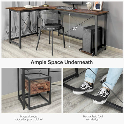 L-förmiger Schreibtisch, Computer-Eckschreibtisch, PC-Gaming-Schreibtisch, Tisch, Büro, Arbeitsplatz, 167 x 120 x 75 cm