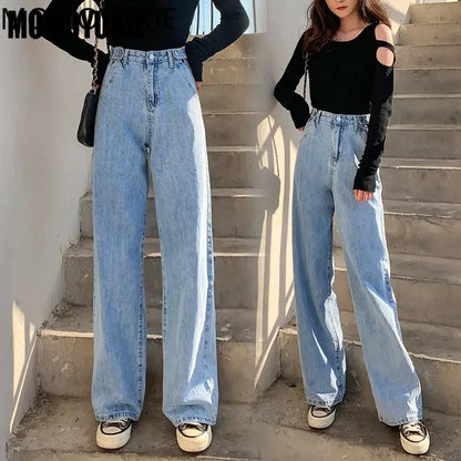 Streetwear High Waist Women'S Fashion Jeans Woman Girls Women Wide Leg Pants Trousers Female Jean Femme Denim Bagge Mom Jeans.