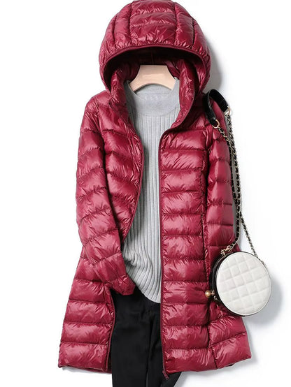 0-10℃ Women Winter Jackets Ultralight Portable Puffy Thin down Coat Hooded Female Duck down Jacket Hood Detachable Outerwear.