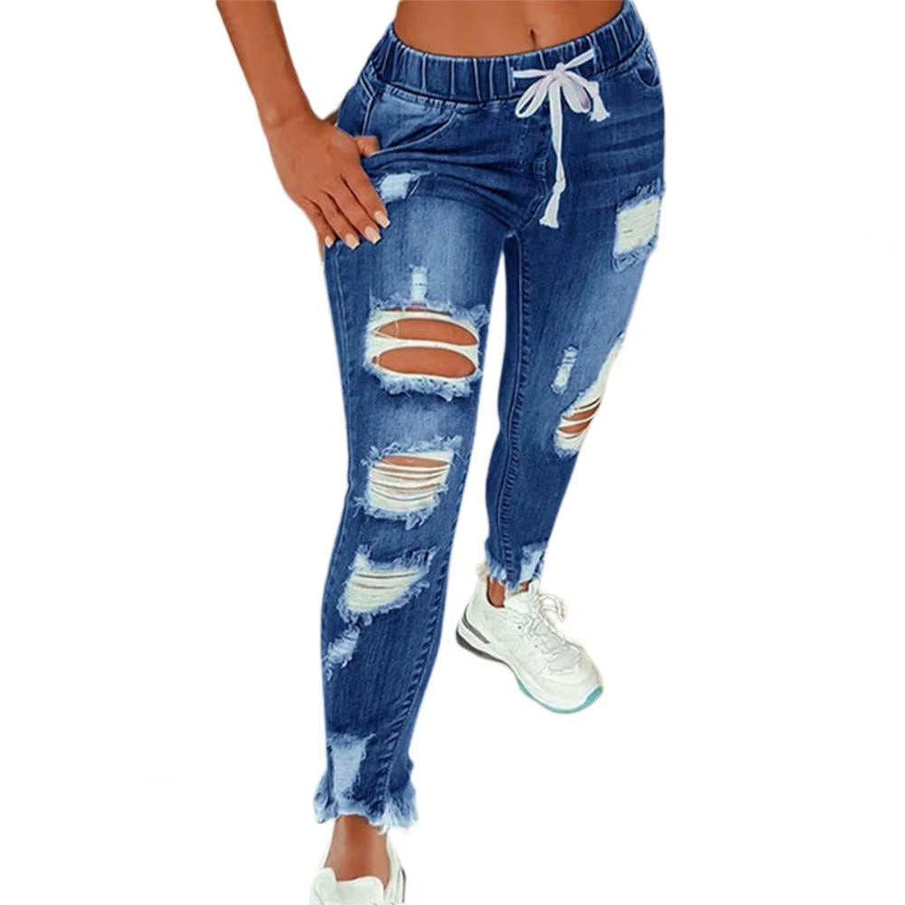 Popular Denim Pants Summer Pure Color All Match Jeans Slim Female Pencil Jeans for Dating.