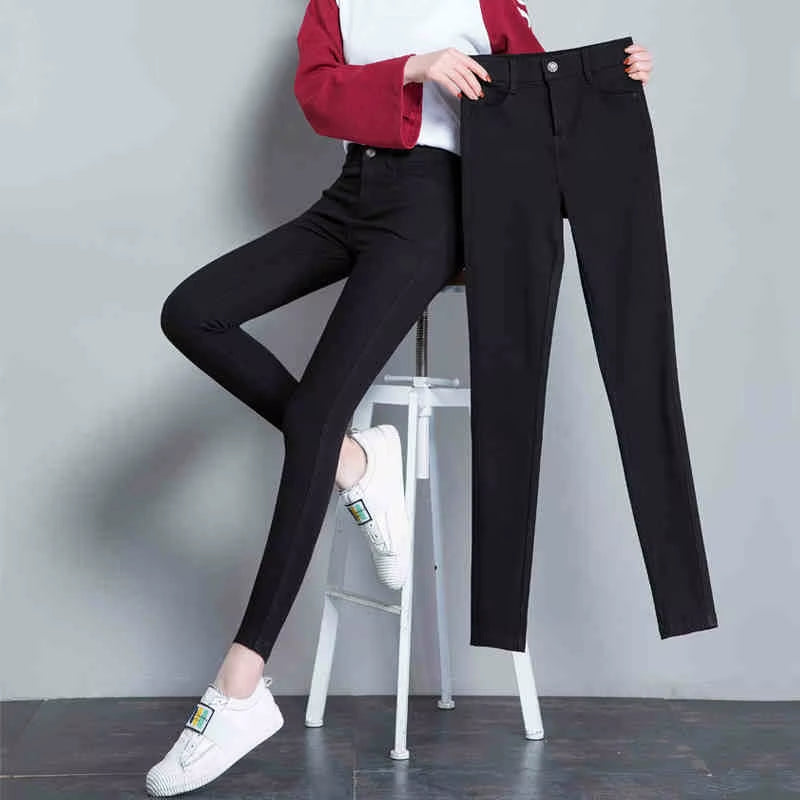 New Arrivals Fashion High Stretchy Women Pencil Jeans Skinny Pants High Wasit Female Slim Lady Pants plus Size.