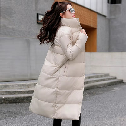 2021 Winter Women Jacket X-Long Stand-Up Collar Cotton Padded Female Coat High Quality Warm Womens Parka Manteau Femme Hiver.