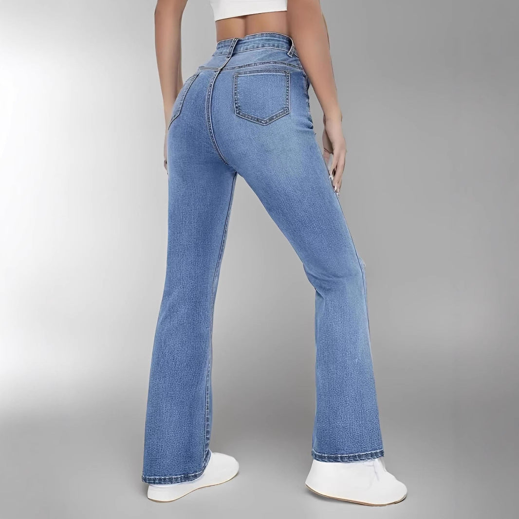 European and American Style Women Skinny Light Blue Jeans for Women Slim-Fit Figure Flattering Pants Trendy.